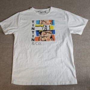 TinTin Shirt Large White 100% Cotton Made in Portugal